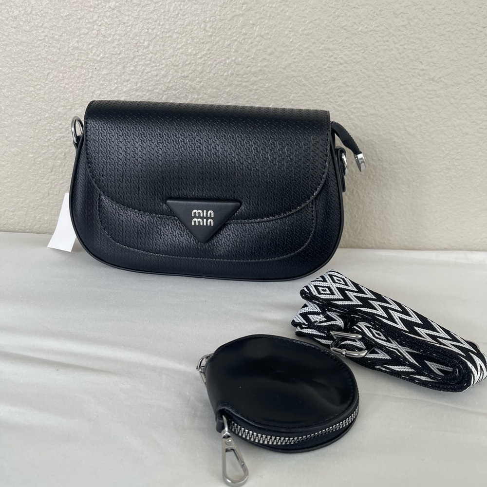 Black leather Crossbody Bag